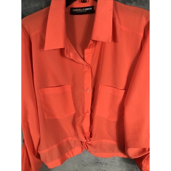 Gabrielle Union New York Company Women’s Shirt Orange Blouse Adult X Large - Picture 4 of 11